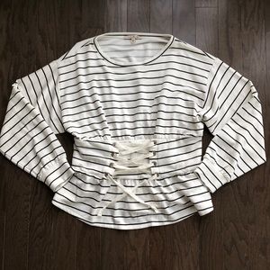 Express One Eleven Peplum Corset Sweatshirt